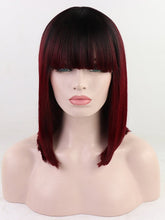 Ombre Red Short Synthetic Lace Front Wig-Everyday Wigs